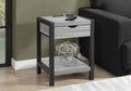 Accent Table, 24H, 2 Tier, End, Side Table, Nightstand, Lamp, Storage Drawer, Grey Laminate, Black Metal, Contemporary
