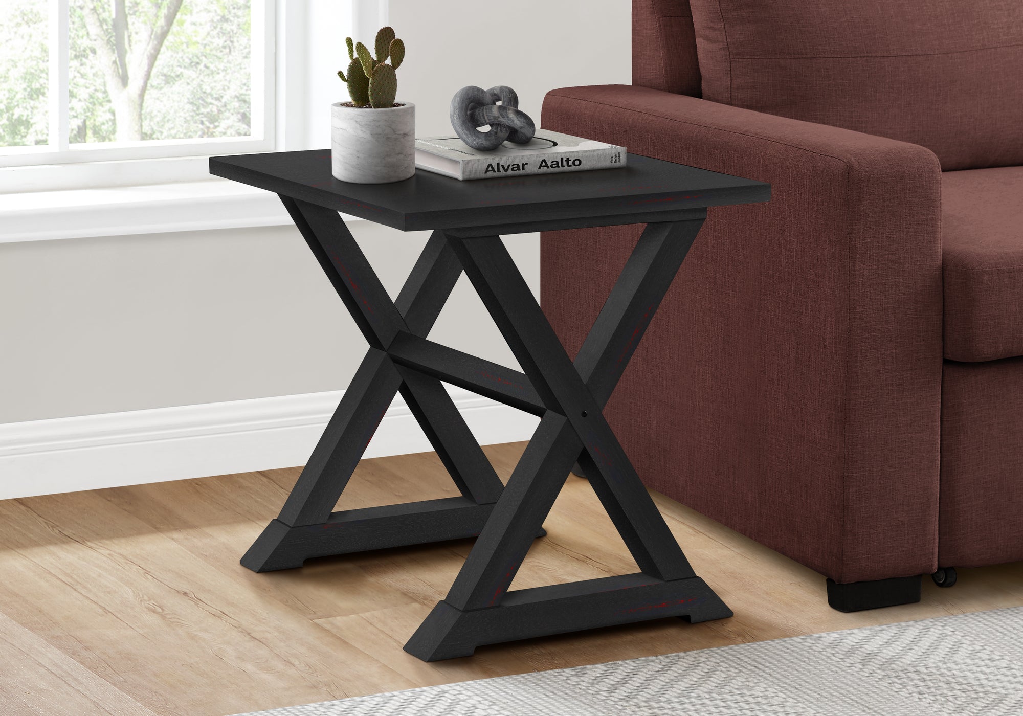 Accent Table, End, Side Table, Square, Nightstand, Bedroom, Lamp, Black Veneer, Transitional