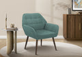 Accent Chair, 29H, Upholstered, Living Room, Turquoise Fabric, Walnut Metal Legs, Contemporary, Modern