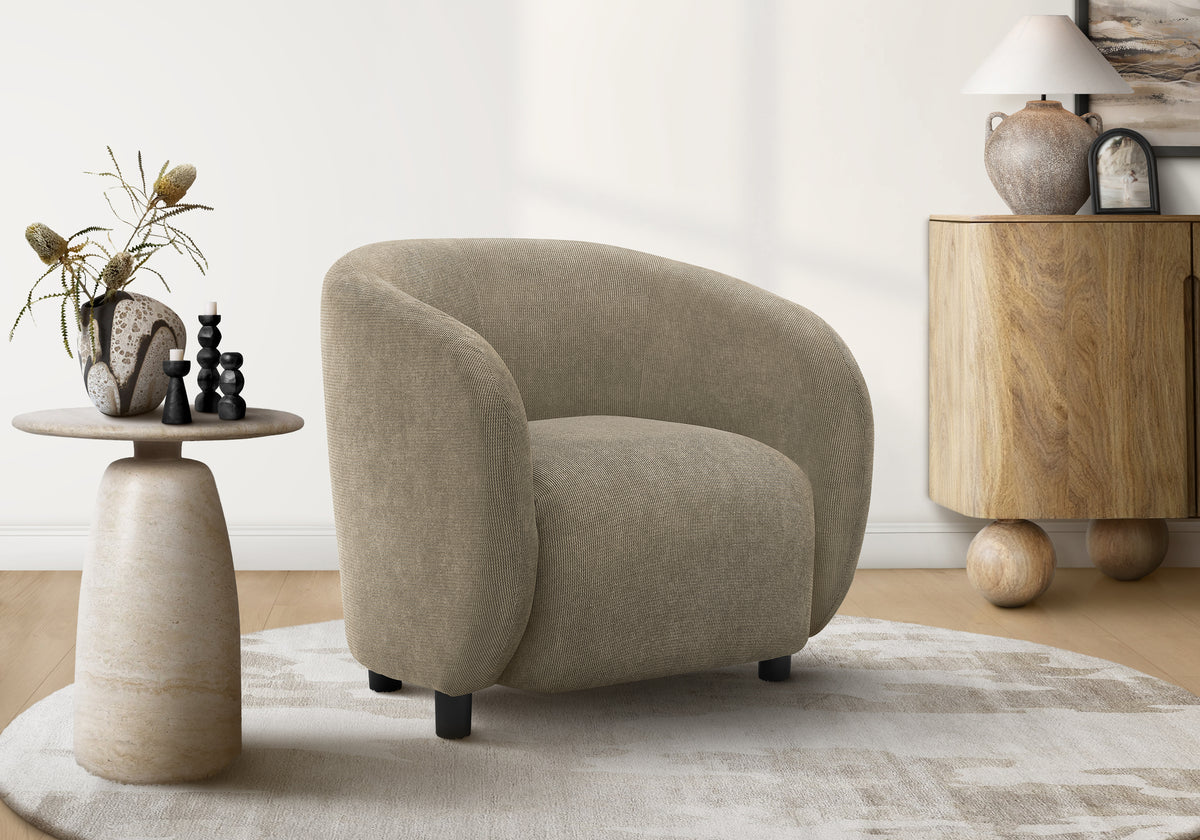 Accent Chair, 29 InchH, Upholstered, Living Room, Bedroom, Light Brown Fabric, Black Legs, Contemporary, Modern