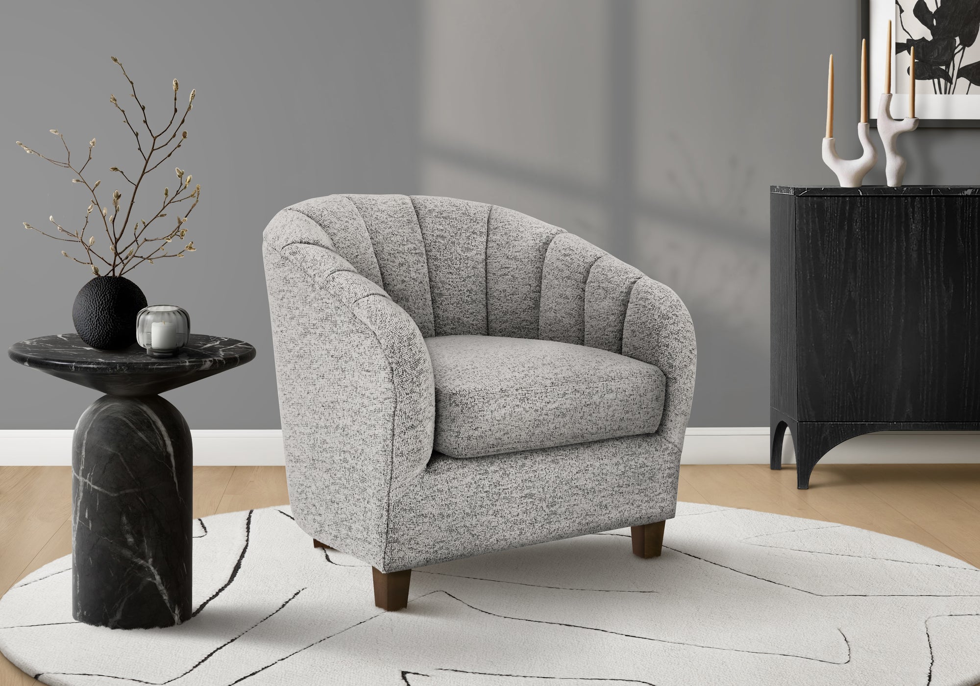 Accent Chair, 31H, Upholstered, Living Room, Bedroom, Silver Fabric, Contemporary, Modern, Transitional
