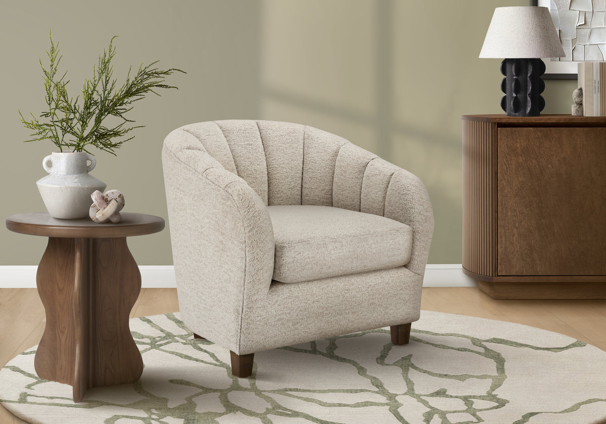 Accent Chair, 31 InchH, Upholstered, Living Room, Bedroom, Cream Fabric, Contemporary, Modern, Transitional