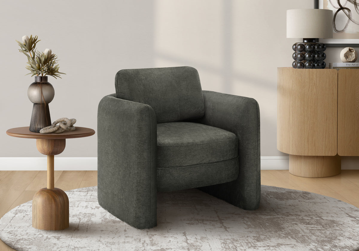 Accent Chair, 32 InchH, Upholstered, Living Room, Bedroom, Dark Grey Fabric, Contemporary, Modern