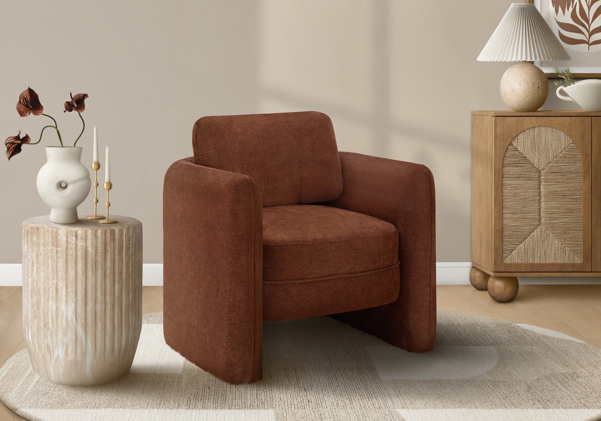 Accent Chair, 32 InchH, Upholstered, Living Room, Bedroom, Terracota Fabric, Contemporary, Modern