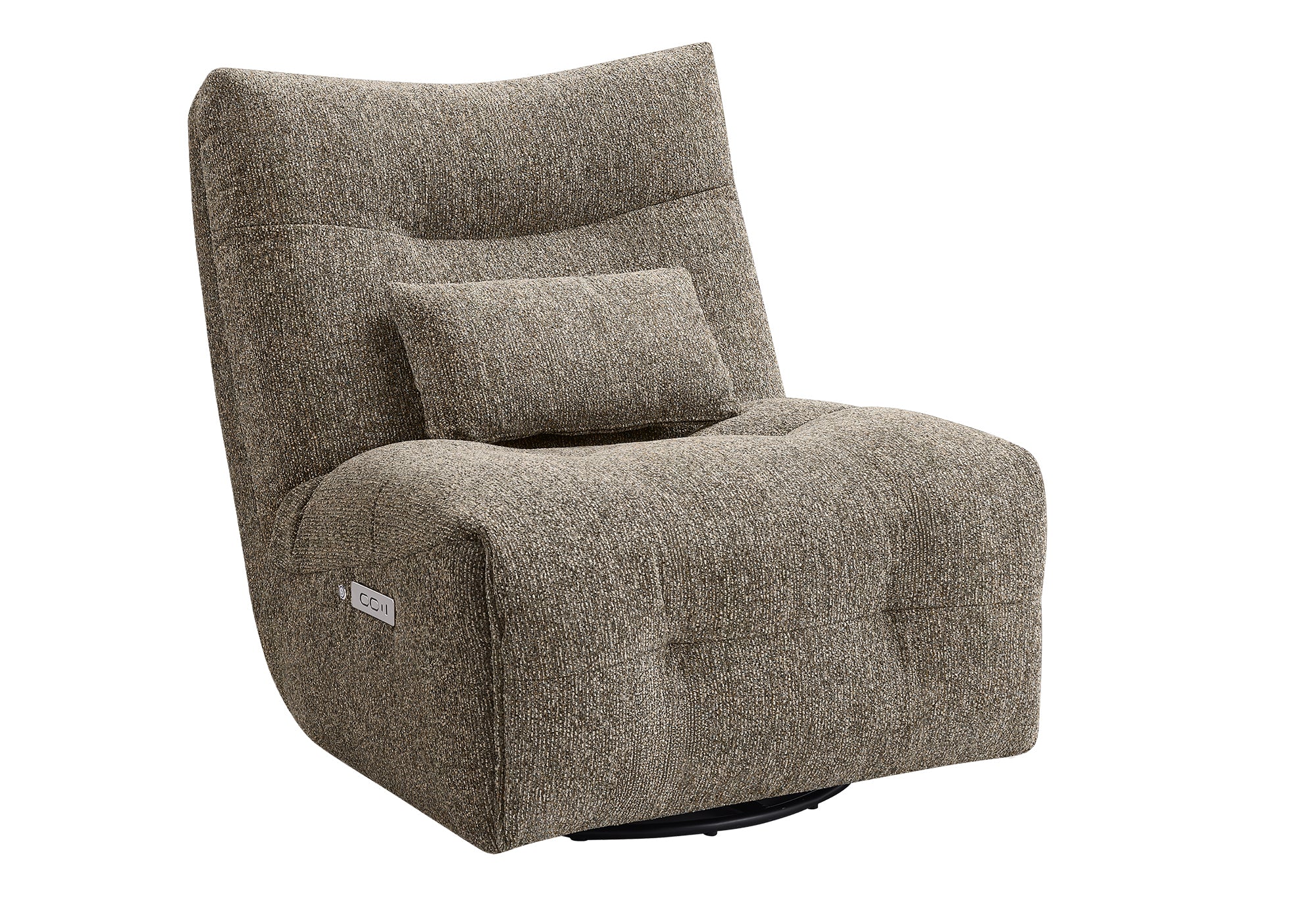 Reclining Chair, 35 Wide, Power Heat Massage, Power Recliner, Swivel, Glider, Upholstered, Light Brown Fabric, Contemporary, M