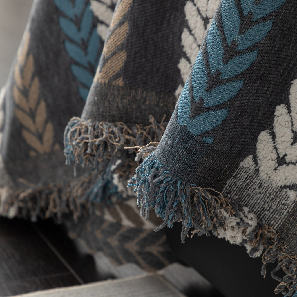 Cozy Decorative Throw Blanket for Couches, Boho Plush Woven Sofa Cover with Stripes