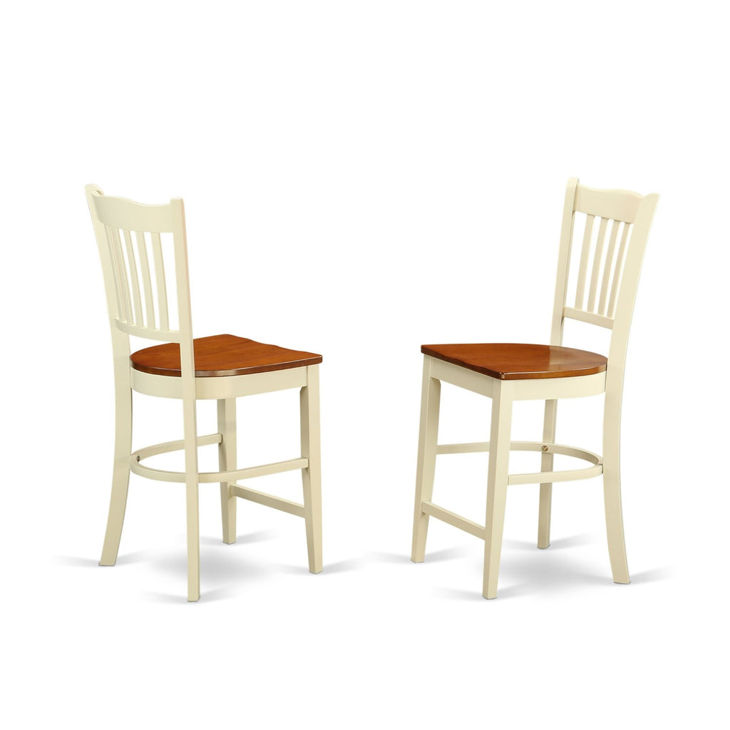 East West Furniture JAGR5-WHI-W 5 Piece Kitchen Counter Set Includes a Round Dining Room Table with Pedestal and 4 Dining Chairs, 36x36 Inch, Buttermilk & Cherry