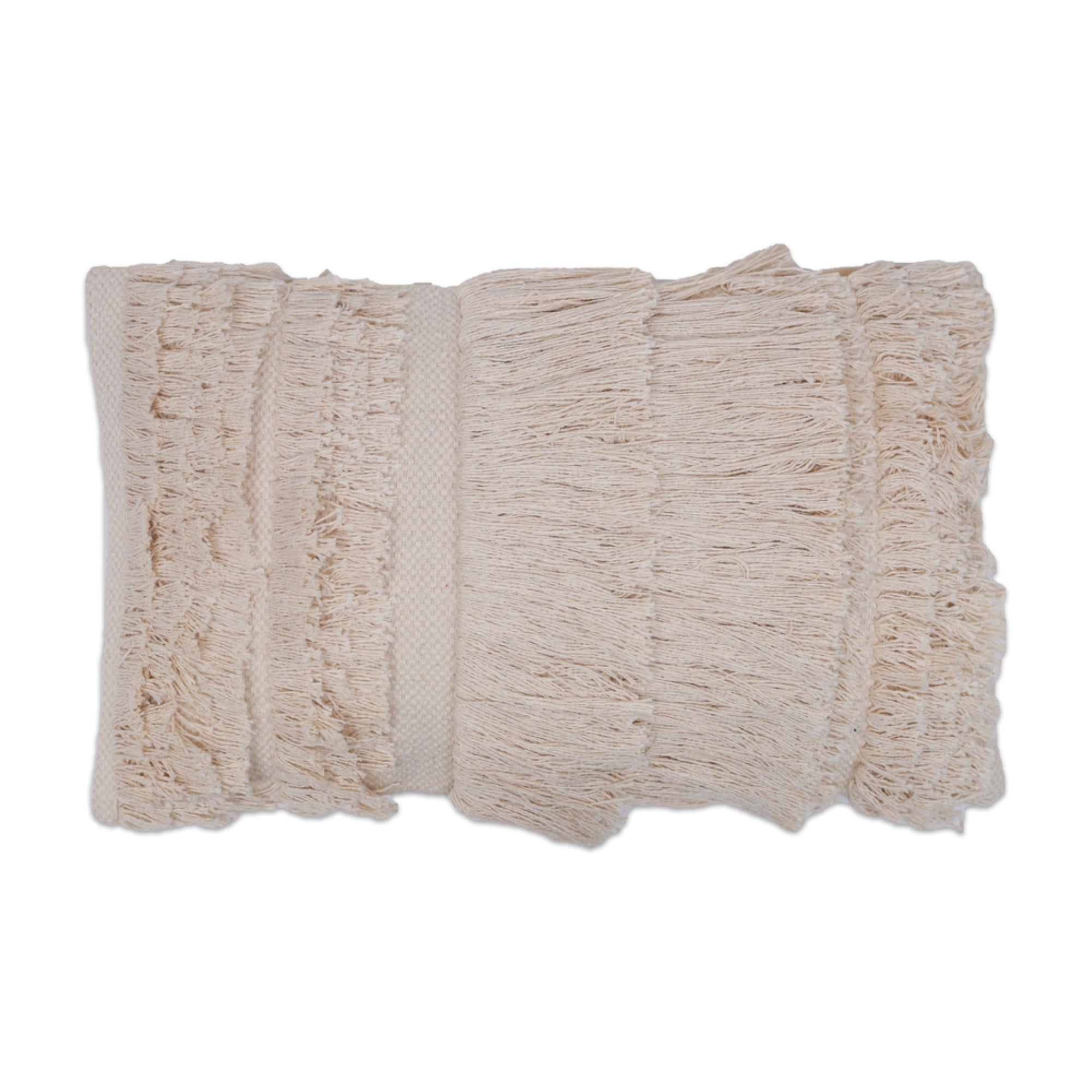 12' X 20' Beige Fringe Cotton Pillow