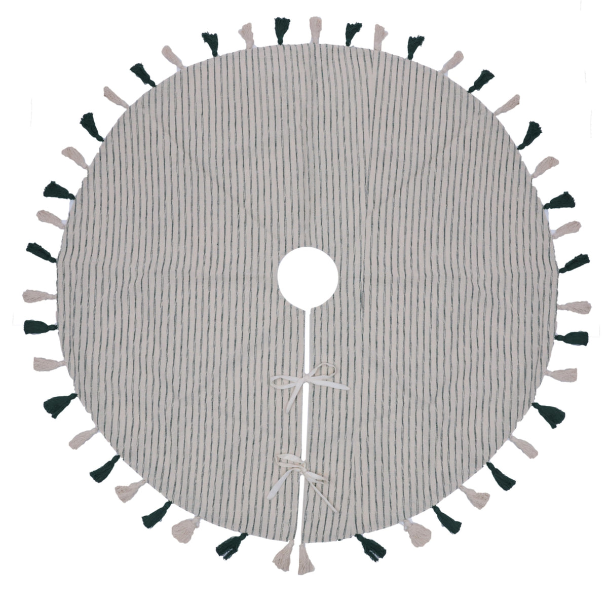 48 Inch  Green Stripe Cotton Tree Skirt