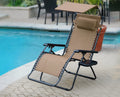 Jeco GC12 Jeco Oversized Zero Gravity Chair with Sunshade & Drink Tray  Tan