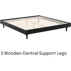 King size Mid-Century Modern Platform Bed Frame in Black Wood Finish