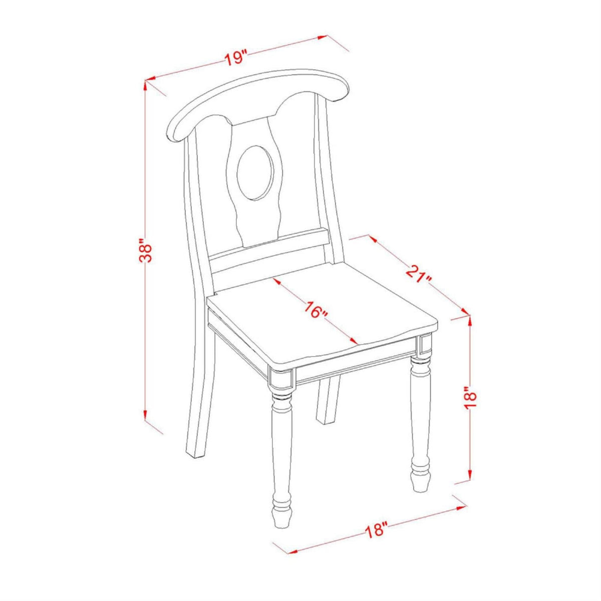 East West Furniture KEC-WHI-W Kenley Kitchen Dining Chairs - Napoleon Back Wood Seat Chairs, Set of 2, Buttermilk & Cherry