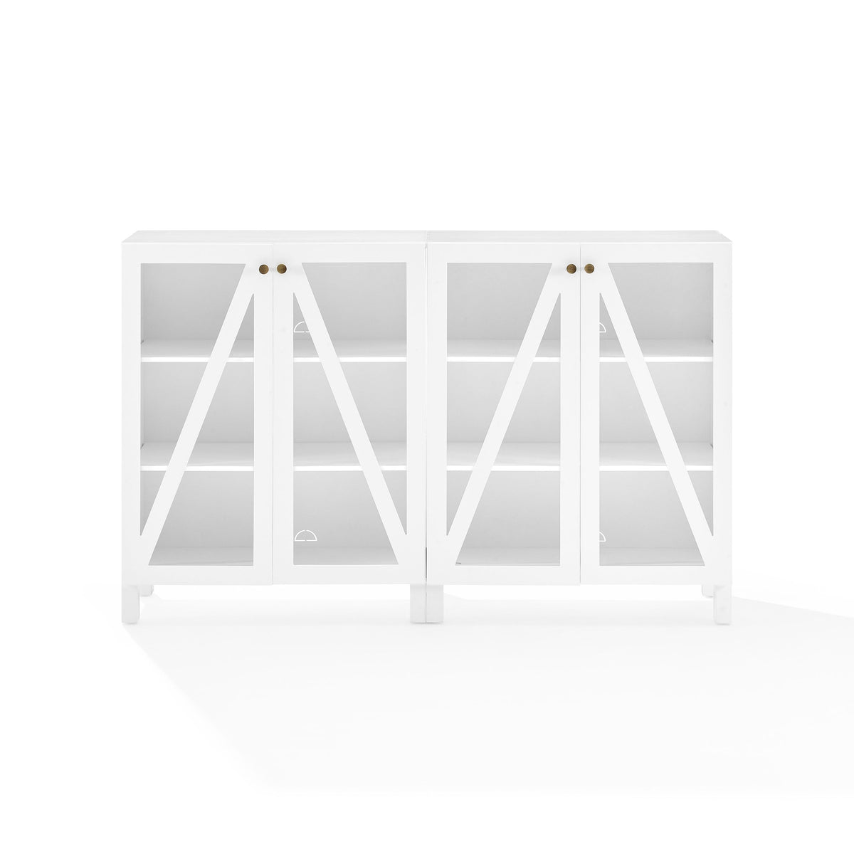 Cassai 2Pc Media Storage Cabinet Set  Adjustable Shelves, Cable Management, Glass Doors  Enhance Room Aesthetics, Organize Hom