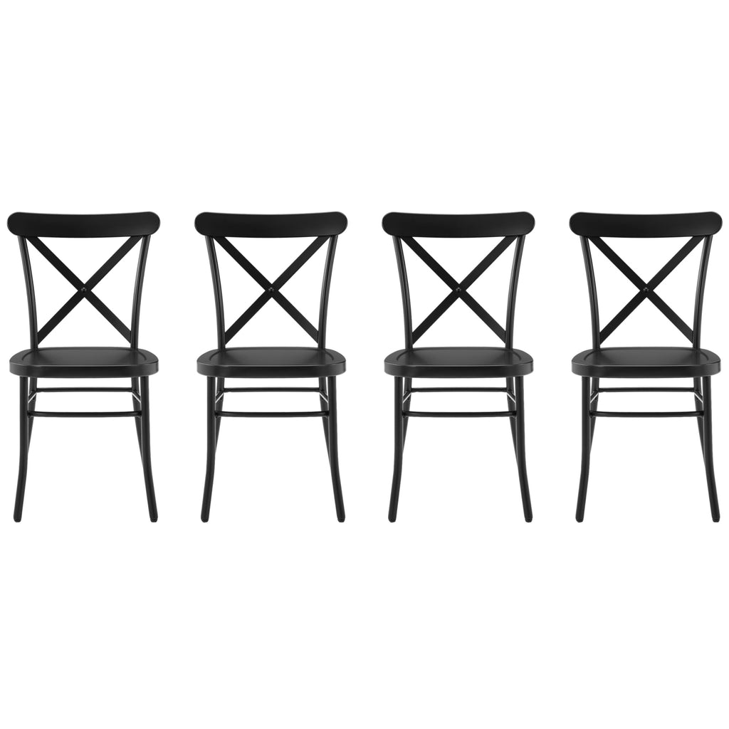Crosley Furniture Camille French Industrial Metal X Back Café Dining Chairs Set Of 4, Kitchen Chair, Matte Black