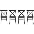 Crosley Furniture Camille French Industrial Metal X Back Café Dining Chairs Set Of 4, Kitchen Chair, Matte Black