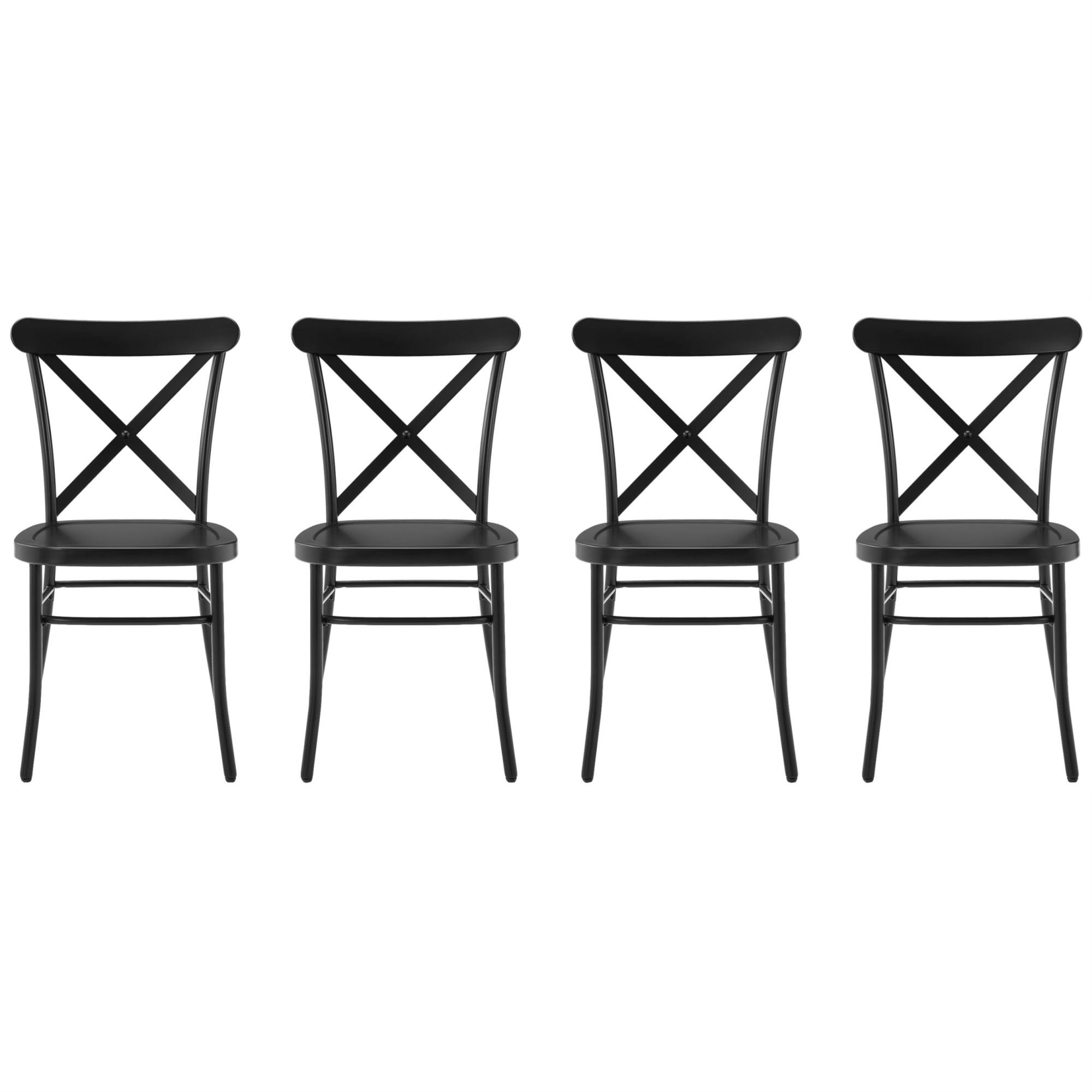 Crosley Furniture Camille French Industrial Metal X Back Café Dining Chairs Set Of 4, Kitchen Chair, Matte Black