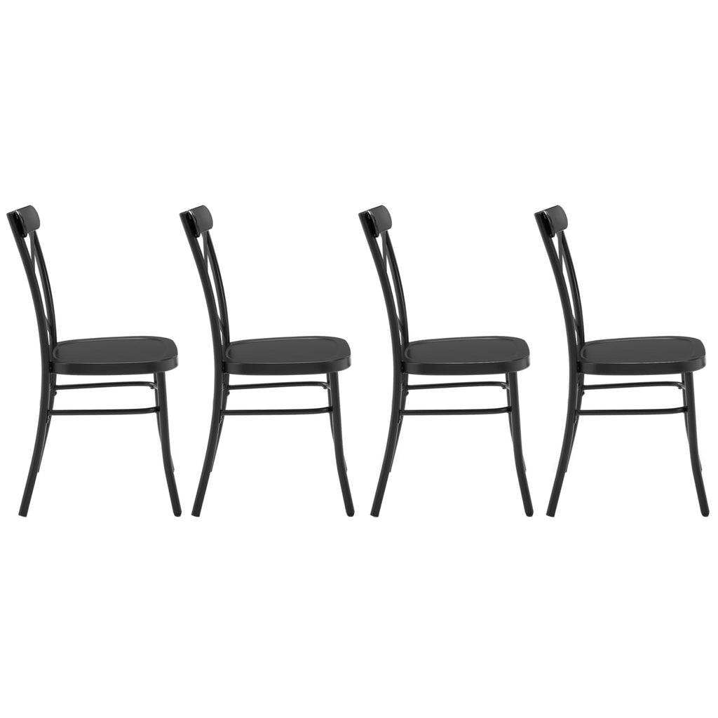 Crosley Furniture Camille French Industrial Metal X Back Café Dining Chairs Set Of 4, Kitchen Chair, Matte Black