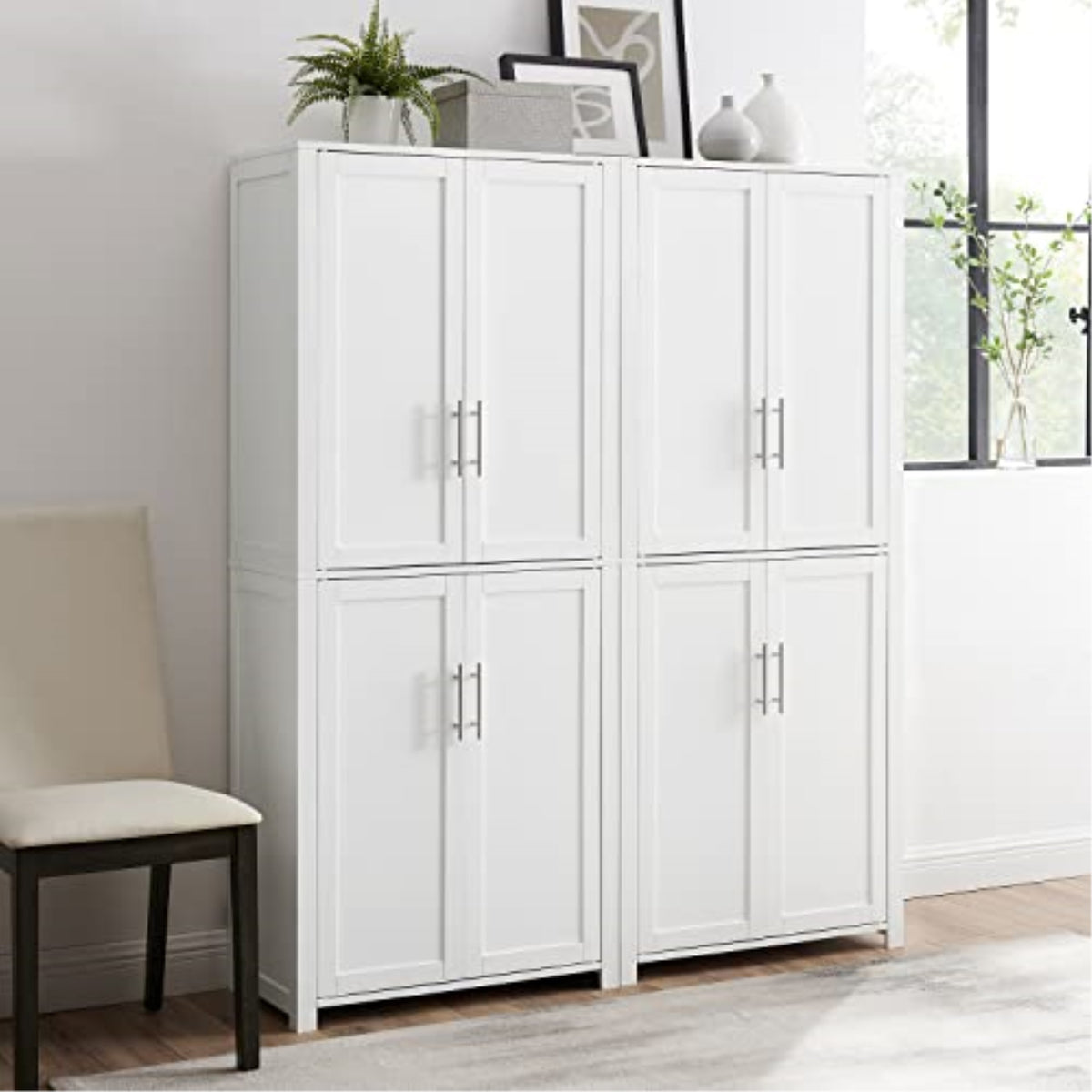 Ergode Kf33020Wh Savannah 2Pc Pantry Set  White, Ample Storage, Sleek Design, Adjustable Shelves, Organize Your Home