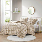 Full/Queen Beige Velvety Soft Down Alternative Comforter Set