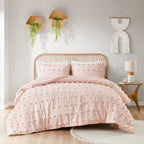 King / Cal King 3-Piece Pink Pompom Microfiber Comforter Set