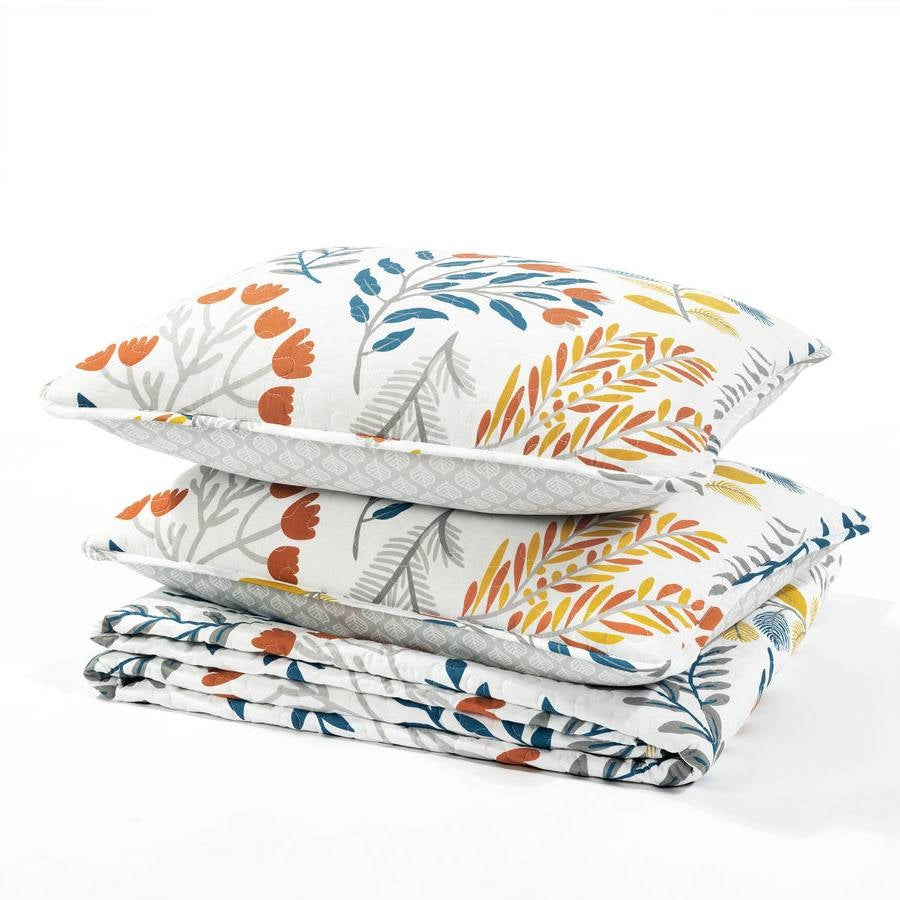 King/CAL King 3 Piece Botanical Floral Lightweight Quilt Set