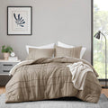 Twin/Twin XL Microfiber Pleated Soft Lightweight Comforter Set Tan Khaki