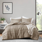 Twin/Twin XL Microfiber Pleated Soft Lightweight Comforter Set Tan Khaki