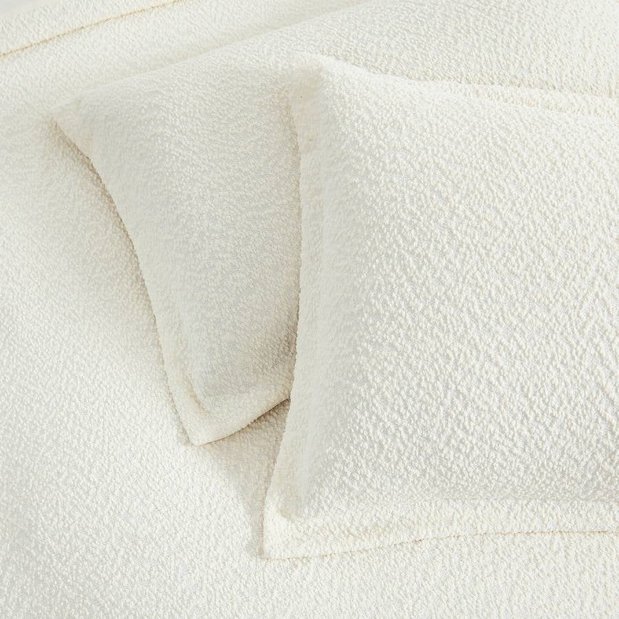 King Size 3-Piece Off White Boucle Duvet Cover Set