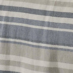 King size Navy Blue Tan Cream Chevron Stripe Lightweight Cotton Blanket