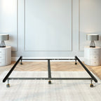 King size Heavy Duty 7-Leg Metal Bed Frame with Locking Rug Roller Casters Wheels