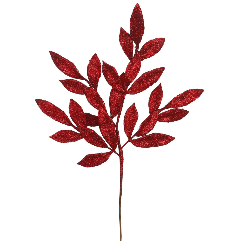 Vickerman 22 Inch  Red Glit Bayleaf Spray 12/Bg  L152903