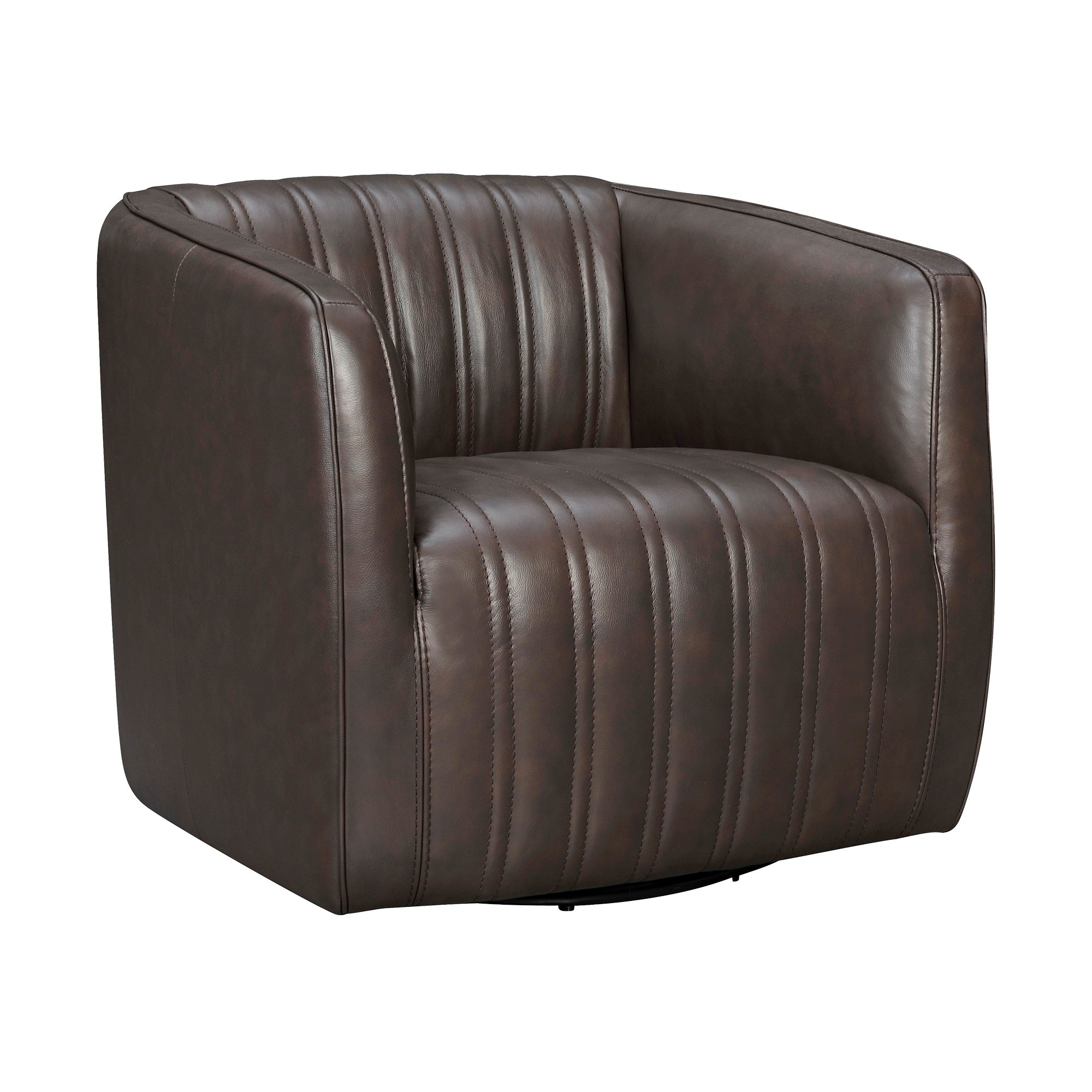 Aries Leather Swivel Barrel Chair