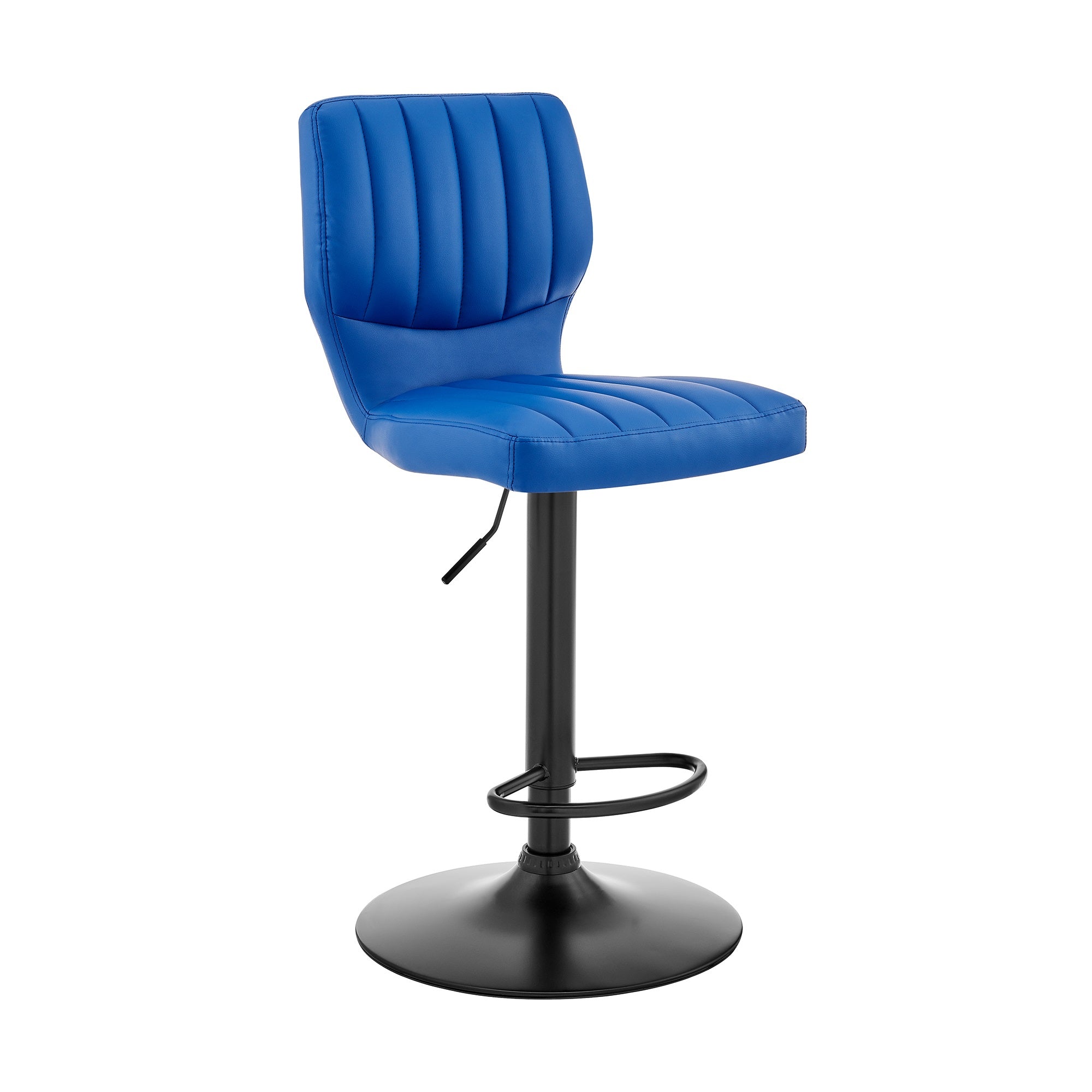 The Bardot Adjustable Blue Faux Leather Swivel Bar Stool