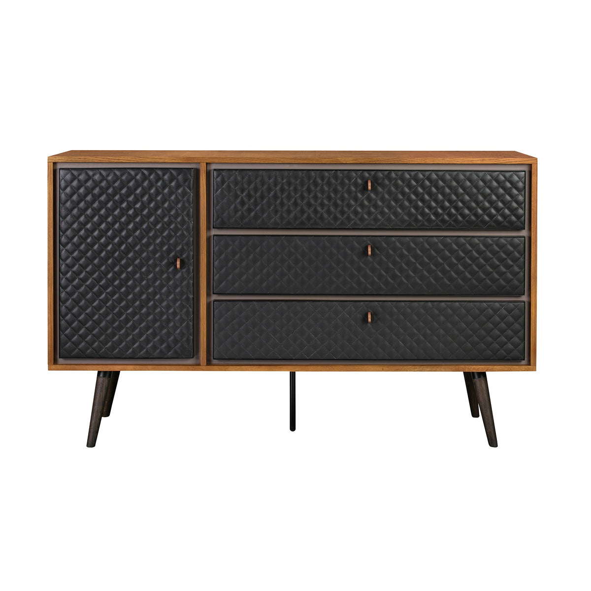 Coco Rustic Oak Wood And Faux Leather Dresser