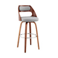 Julius 30'' Gray Faux Leather and Walnut Wood Bar Stool