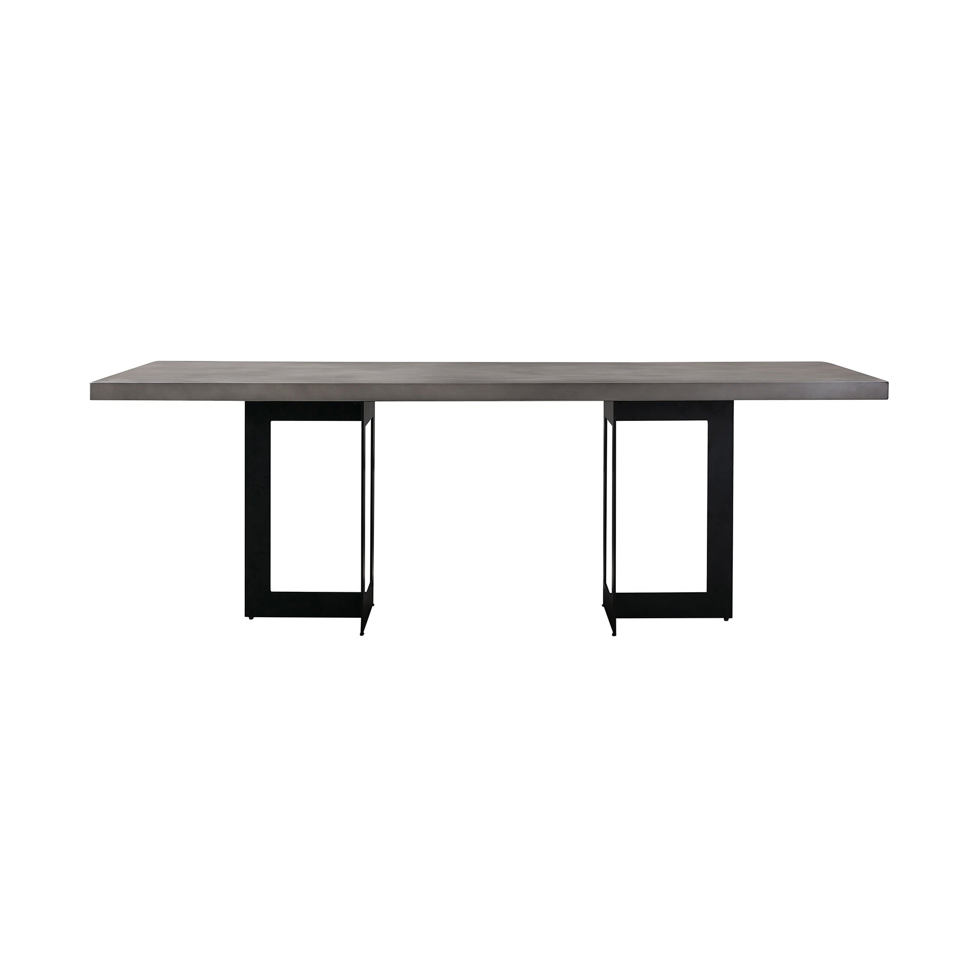 Odet Rectangular 87'' Dining Table in Concrete and Black Metal