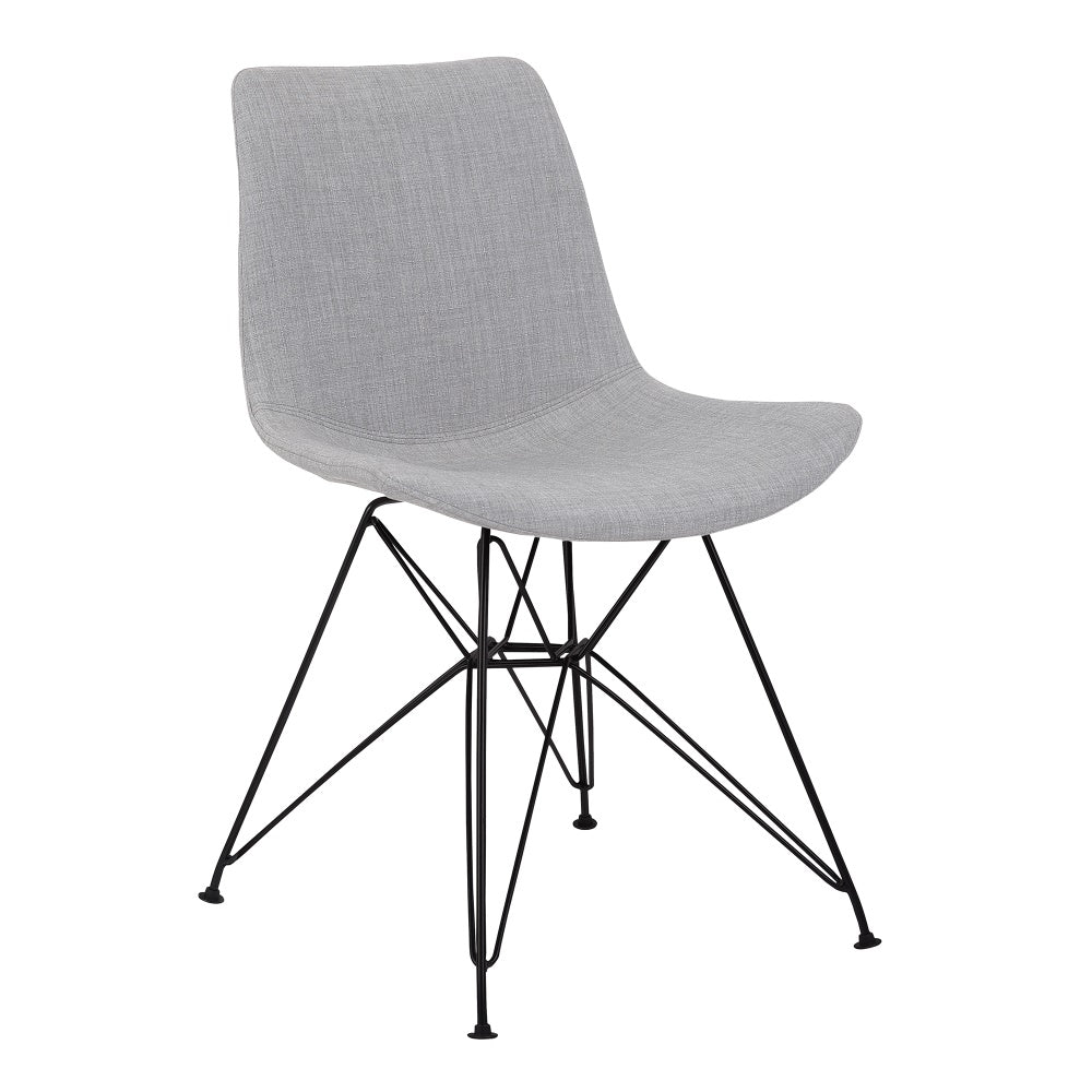 Armen Living Palmetto Contemporary Dining Chair In Grey Fabric With Black Metal Legs