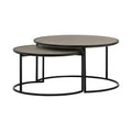 Rina Concrete and Black Metal 2 Piece Nesting Coffee Table Set