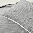 King Size 3-Piece Reversible Cotton Yarn Woven Coverlet Set in Grey Cream
