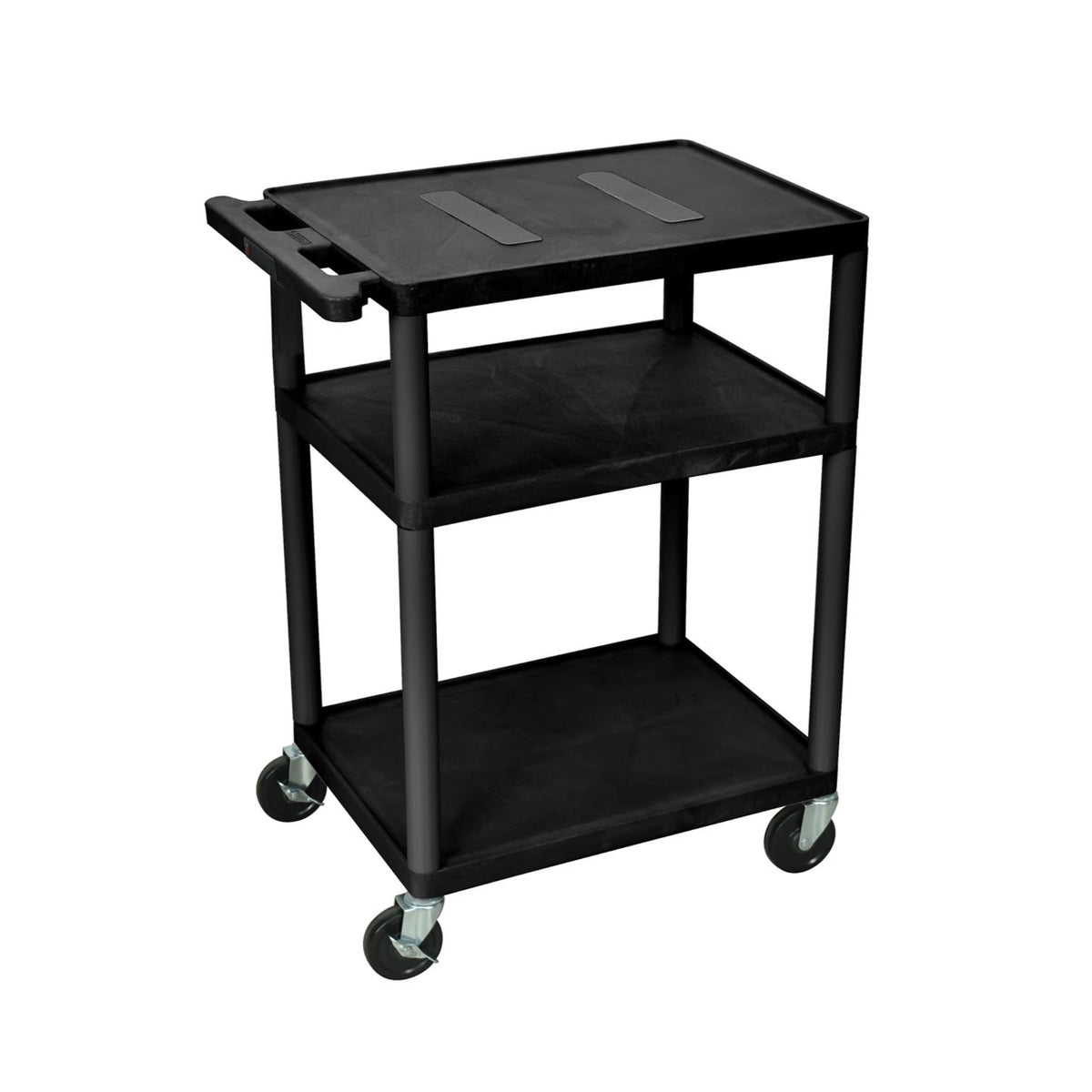 Ergode 3 Shelf Electric Rolling Multipurpose Utility Cart, Service Carts, Plastic Trolley With Wheels For Warehouse, Garage, Off