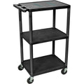 Luxor Black Endura 3 Shelf A/V Cart