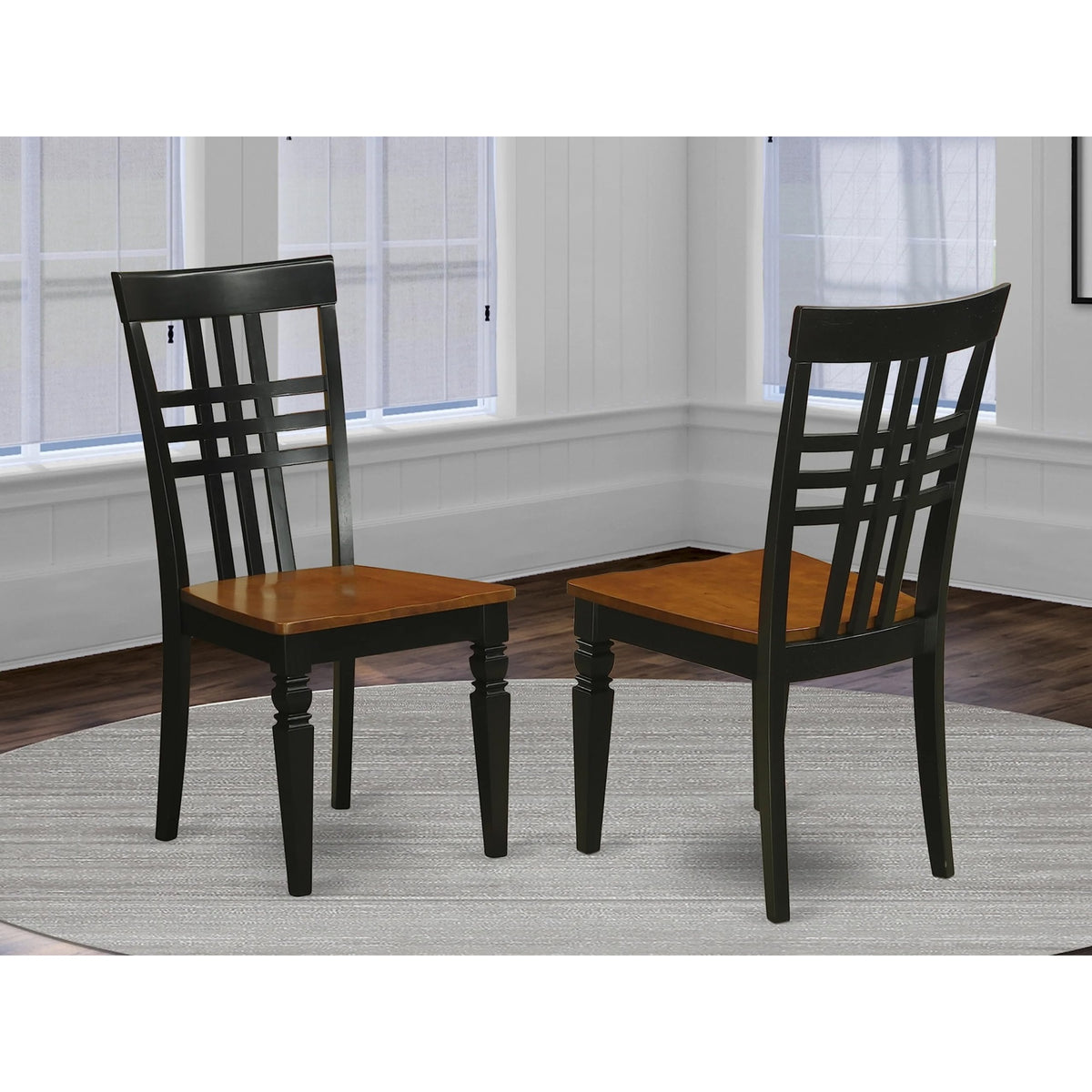 East West Furniture LGC-BCH-W Logan Dining Room Stylish Back Solid Wood Seat Chairs, Set of 2, Black & Cherry