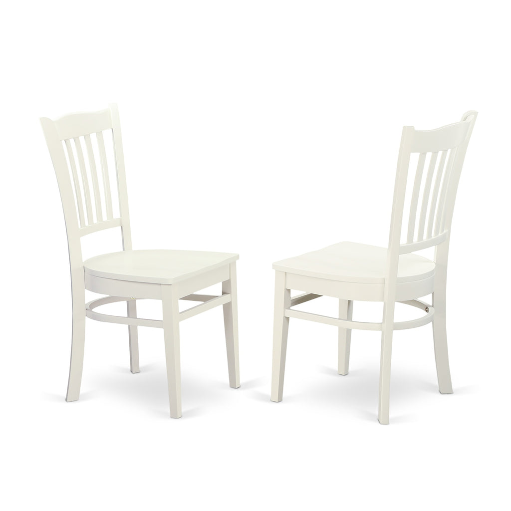 East West Furniture LGGR7-LWH-W 7 Piece Dining Table Set Consist of a Rectangle Dining Room Table with Butterfly Leaf and 6 Wood Seat Chairs, 42x84 Inch, Linen White