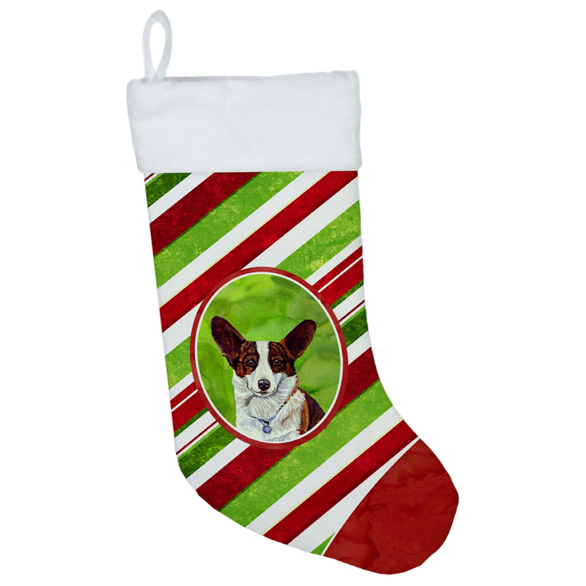 CarolineS Treasures Corgi Candy Cane Holiday Christmas Stocking, 11 X 18 Inch  Inch , Multicolor
