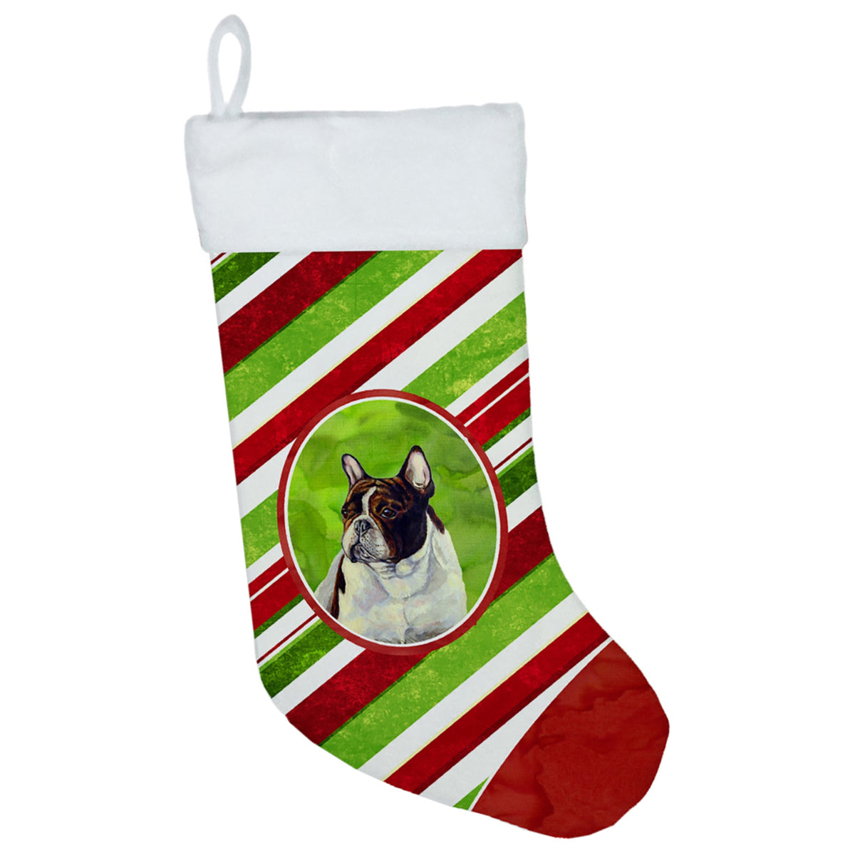 CarolineS Treasures Lh9247Cs French Bulldog Candy Cane Holiday Christmas Stocking, 11 X 18 Inch  Inch , Multicolor