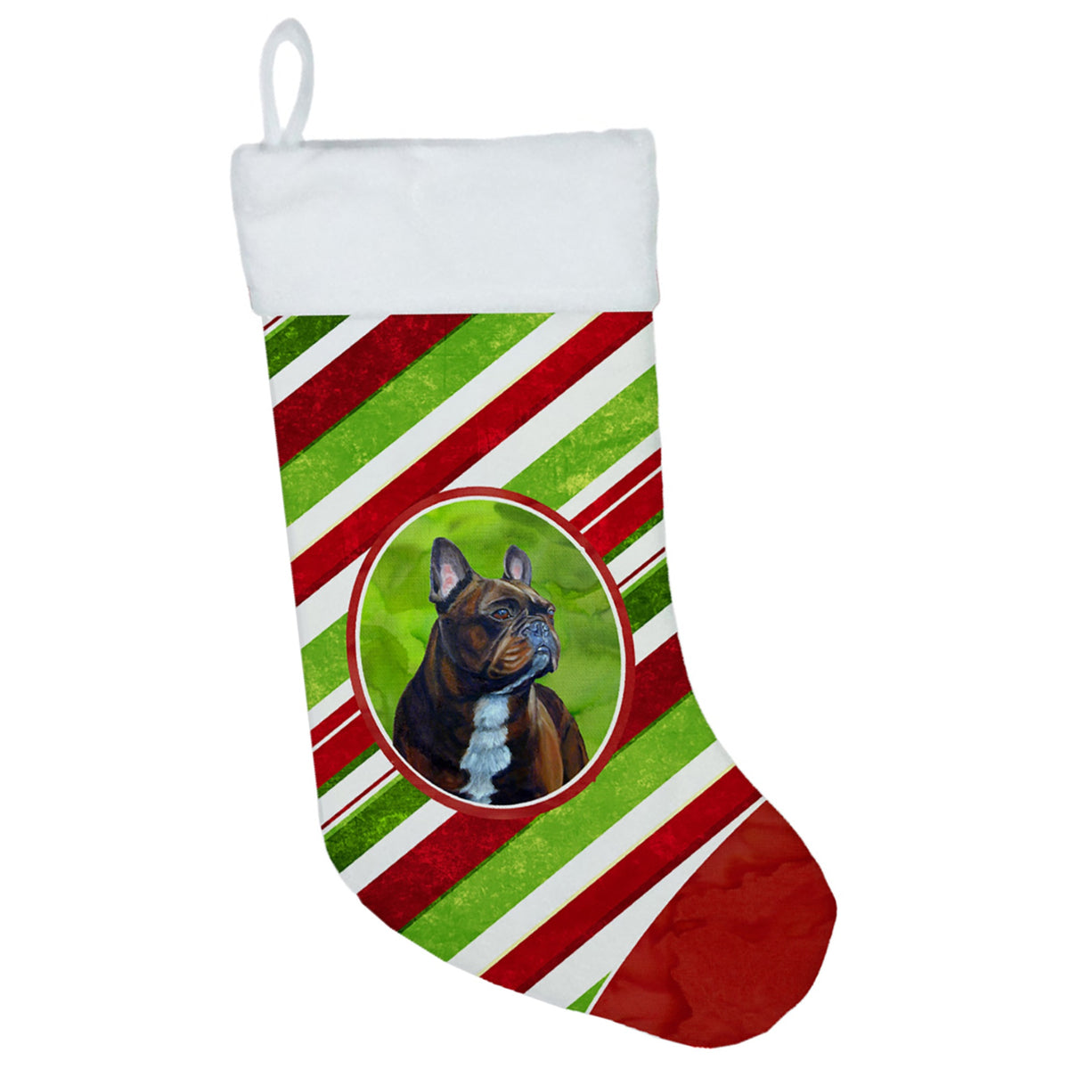 CarolineS Treasures Lh9250Cs French Bulldog Candy Cane Holiday Christmas Stocking, 11 X 18 Inch  Inch , Multicolor