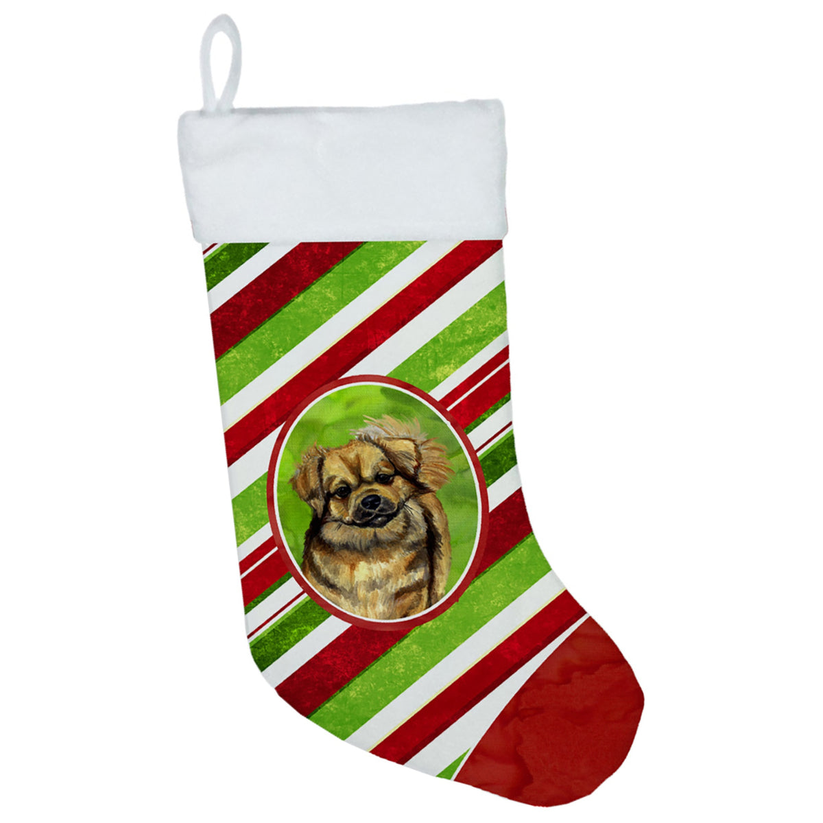 CarolineS Treasures Tibetan Spaniel Candy Cane Holiday Christmas Stocking, 11 X 18 Inch  Inch , Multicolor