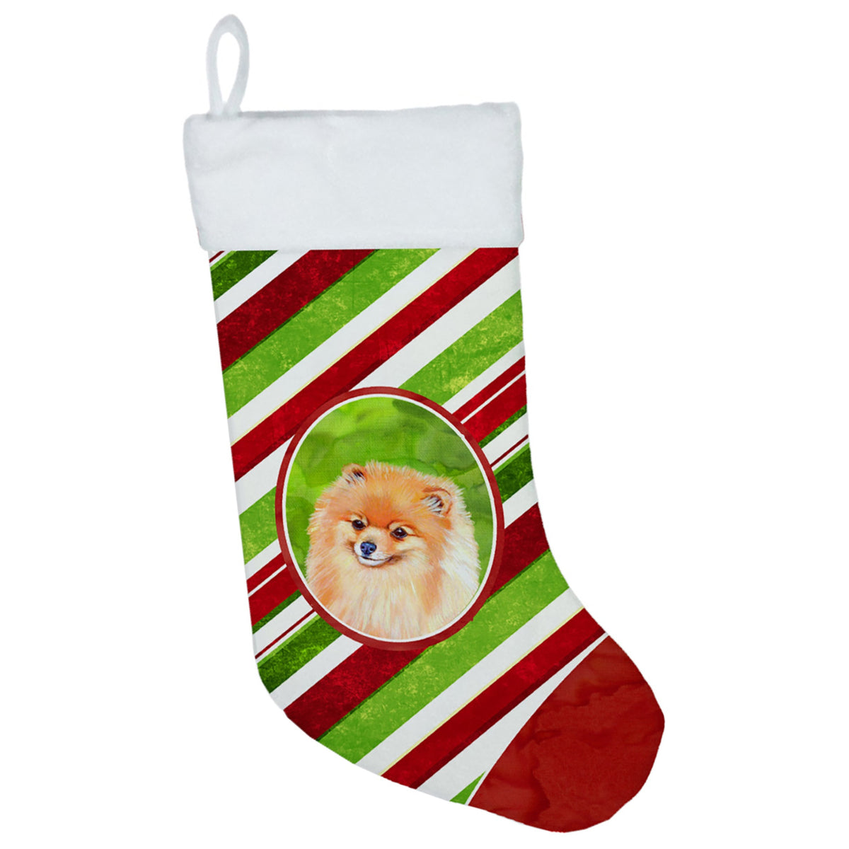 CarolineS Treasures Pomeranian Candy Cane Holiday Christmas Stocking, 11 X 18 Inch  Inch , Multicolor