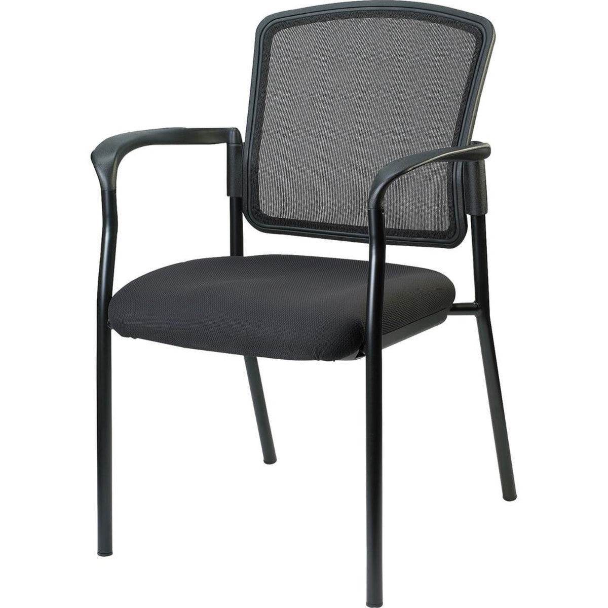 Lorell Breathable Mesh Guest Chair  Black Fabric Seat  Black Steel Frame  Black  Armrest  1 Each