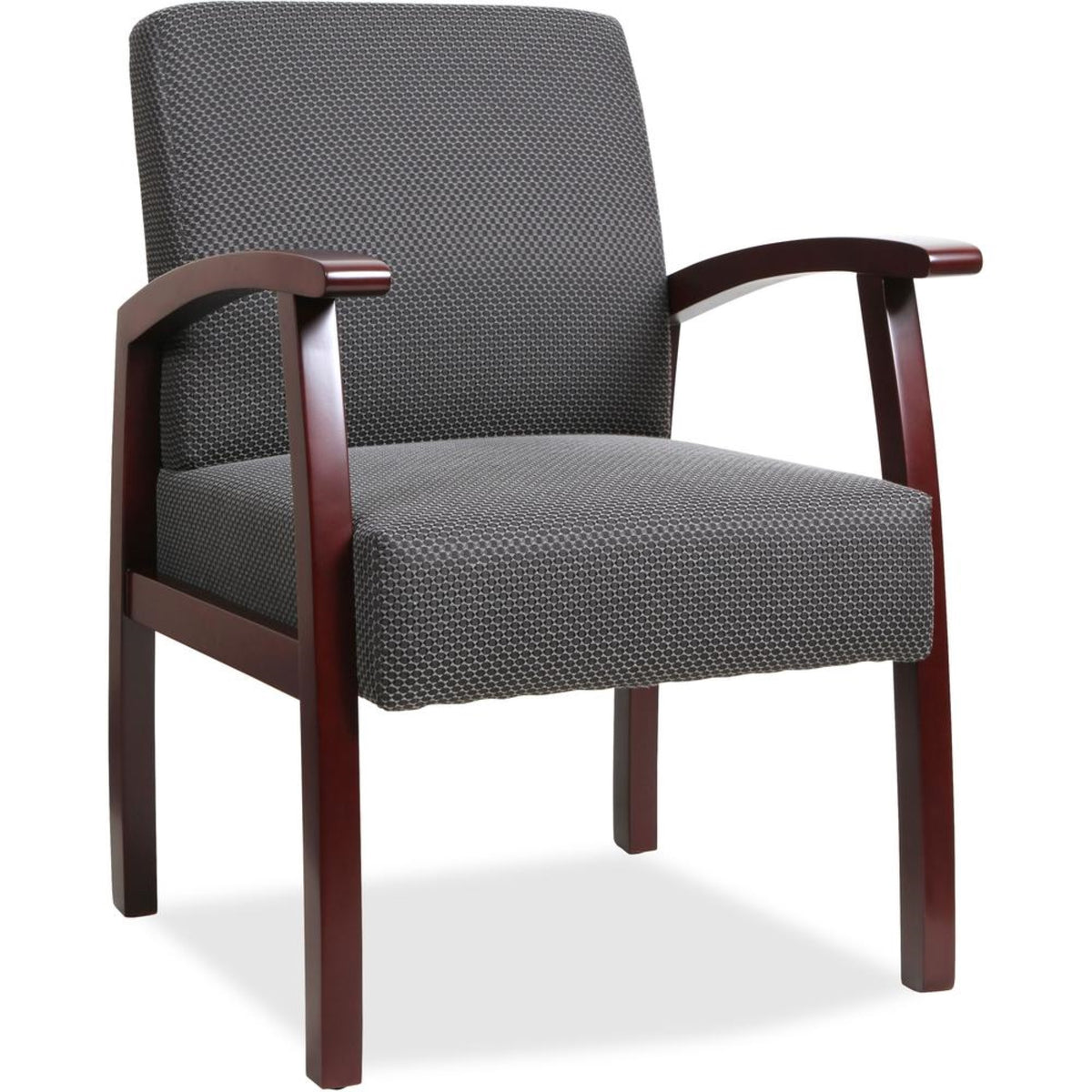 Lorell Deluxe Guest Chair  Mahogany Frame  Charcoal  1 Each